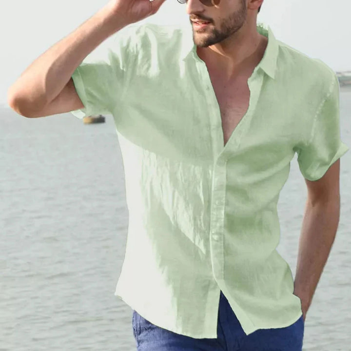 Casual Comfort Short Sleeve Cotton Linen Shirt