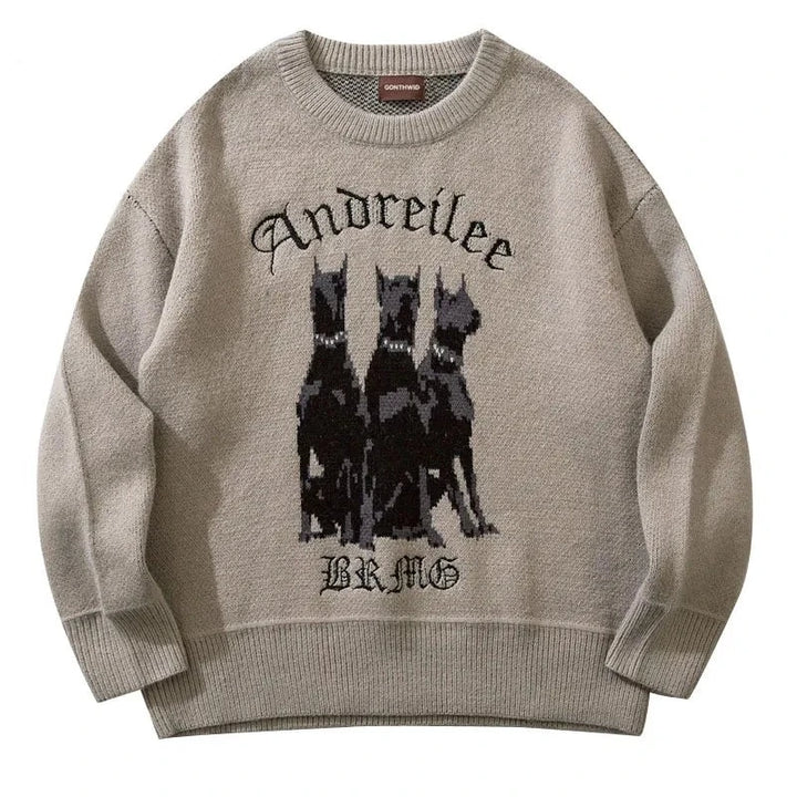 Hip Hop Vintage Knitted Doberman Dog Sweaters