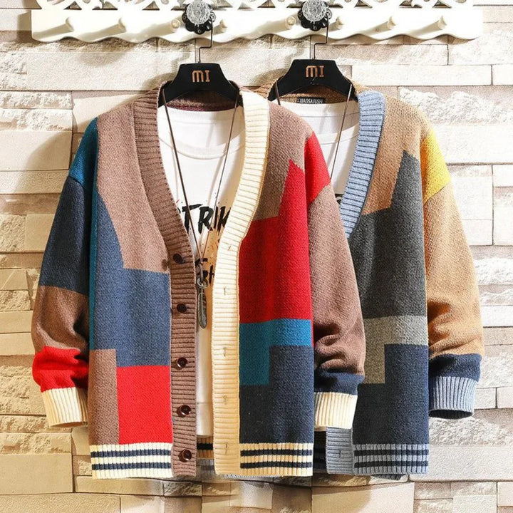 Colorful V-Neck Knit Cardigan Jacket