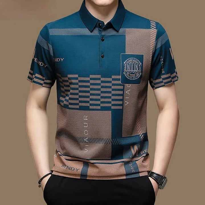 Stylish Comfort:  Pattern Print Polo Shirt