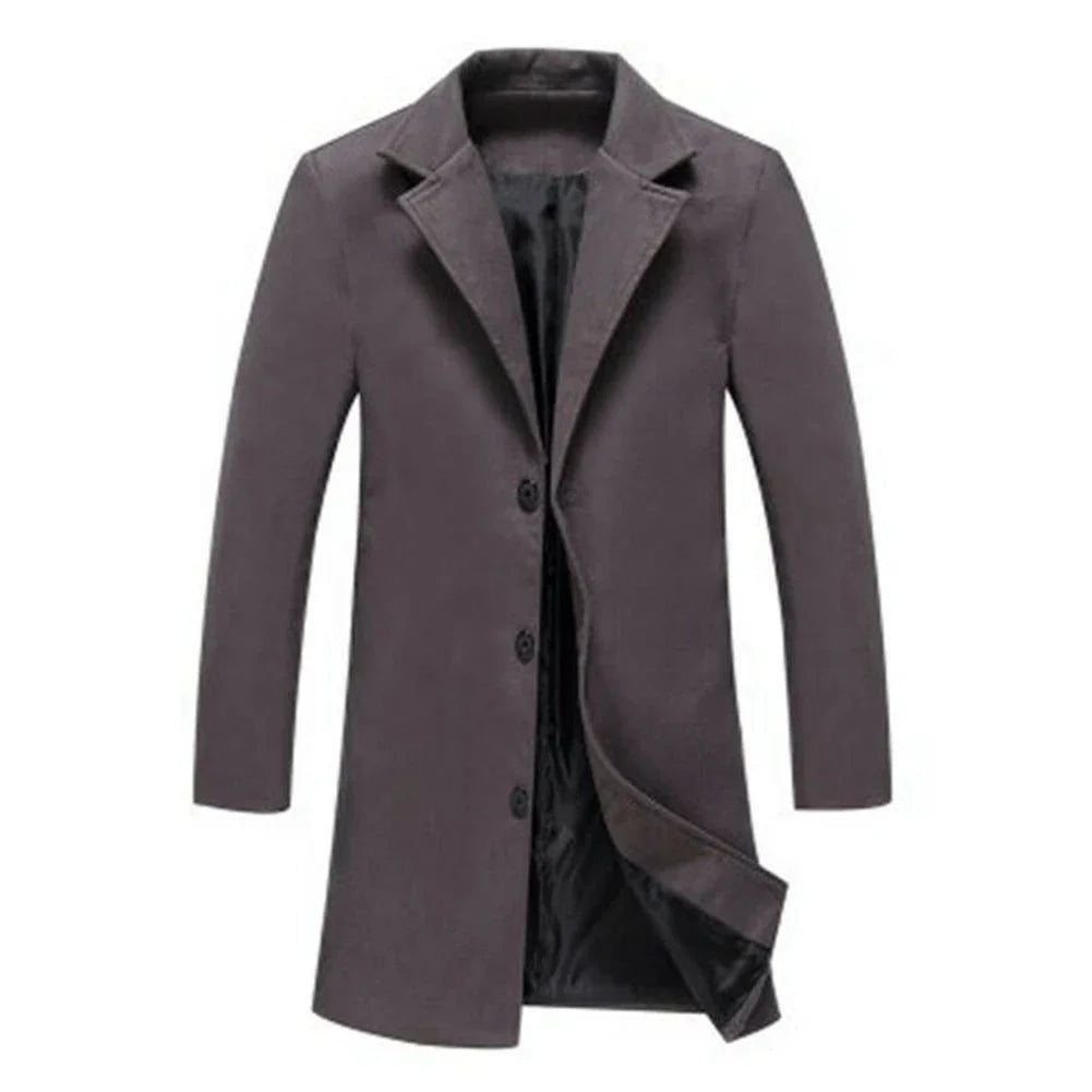 Autumn Winter Solid Woolen Overcoat