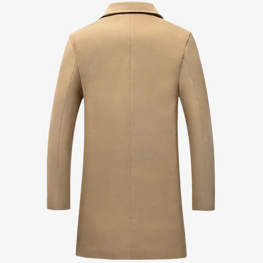 Autumn Winter Solid Woolen Overcoat