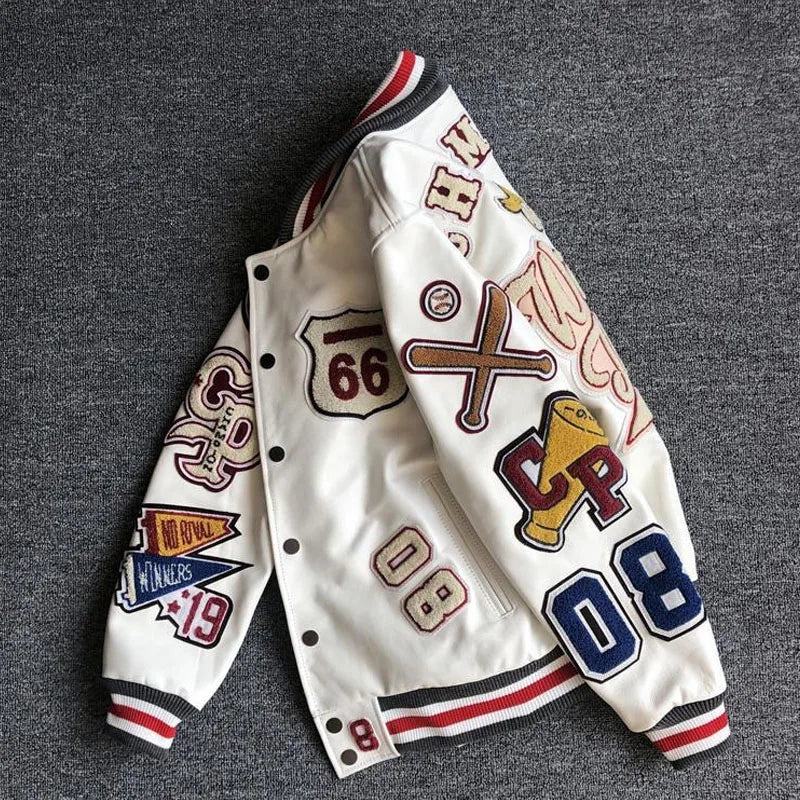 Streetwear PU Leather Baseball Jacket