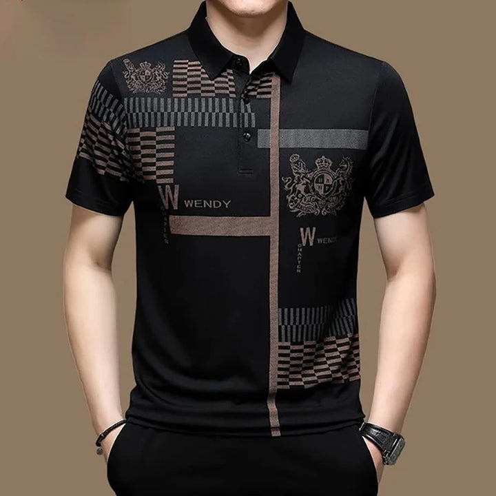 Stylish Comfort:  Pattern Print Polo Shirt