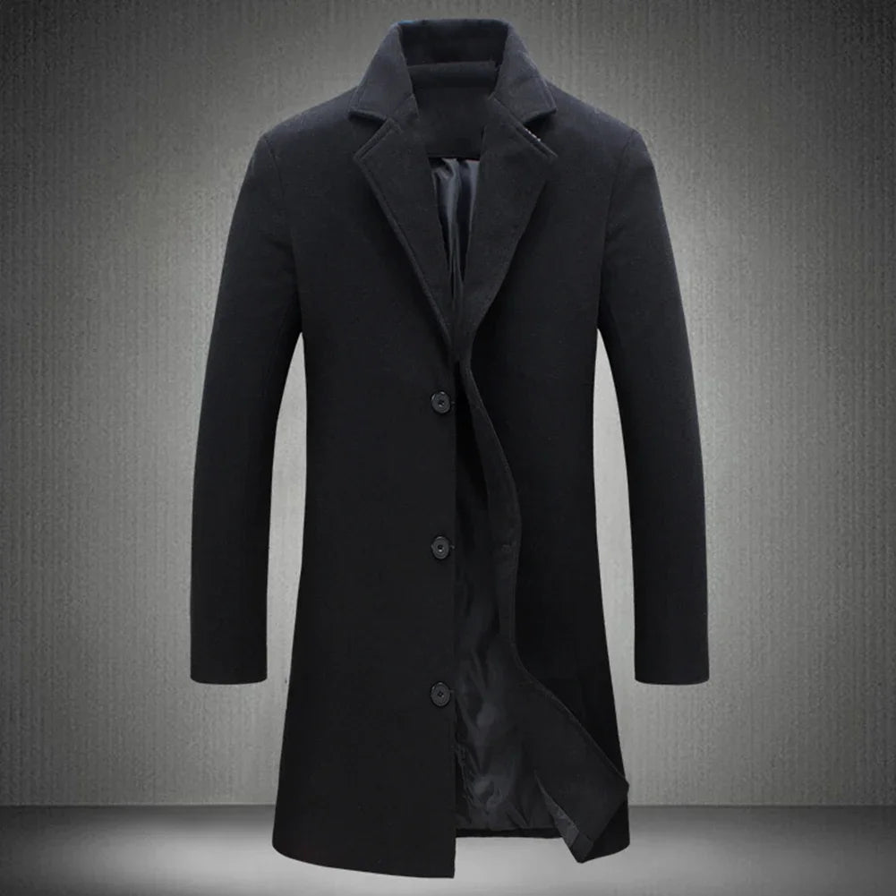 Autumn Winter Solid Woolen Overcoat