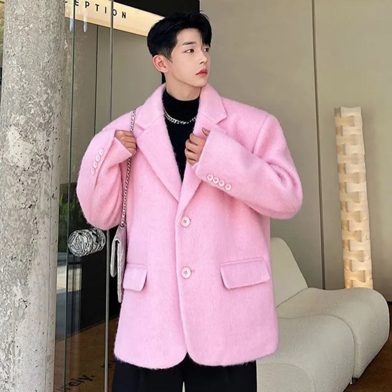 Chic Pink Woolen Jacket