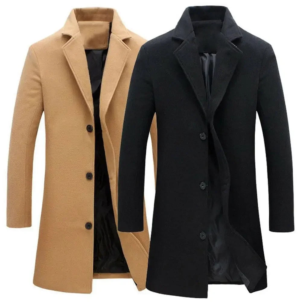 Autumn Winter Solid Woolen Overcoat