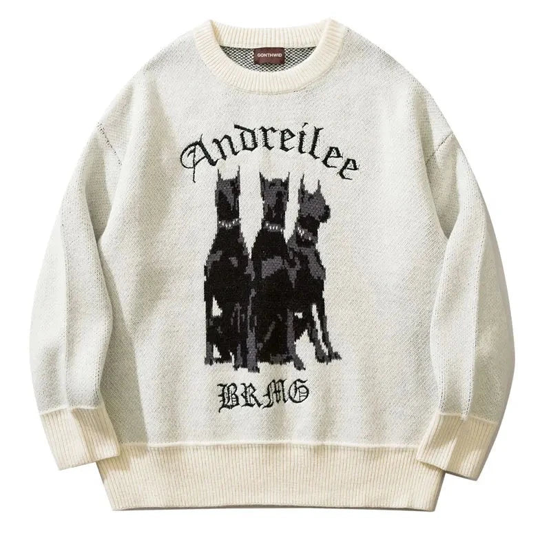 Hip Hop Vintage Knitted Doberman Dog Sweaters